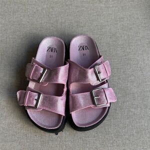Zara Kids Metallic Pink Buckle Sandals